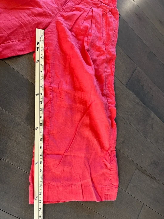Athleta Playa Linen Wide Leg Crop Pants Coral Size 8 100% Linen - Picture 5 of 11